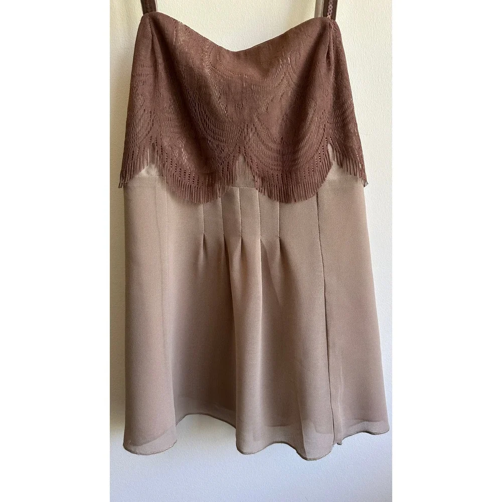 NWT Hazel Hazel Lace Trim Cami Top Brown Beige Boho Y2K Velvet tie back sz S - Picture 5 of 10